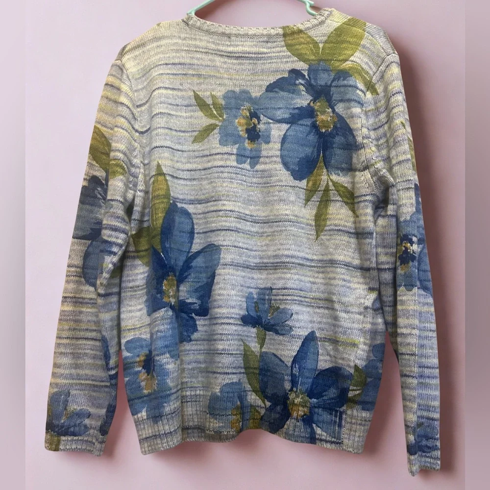 Alfred Dunner “Chelsea Market” Sweater Size M – Cozy Women’s Floral Earth Tones